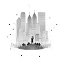 A basketball player praying with the Atlanta skyline in the background tattoo design idea