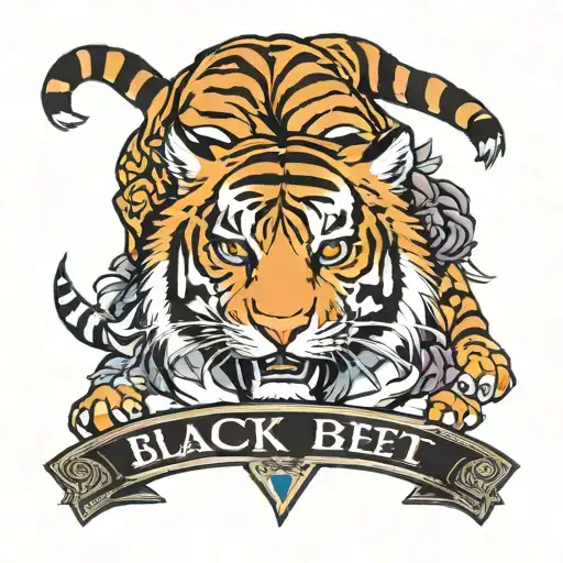 black belt taekwondo tiger protecting family tattoo design idea