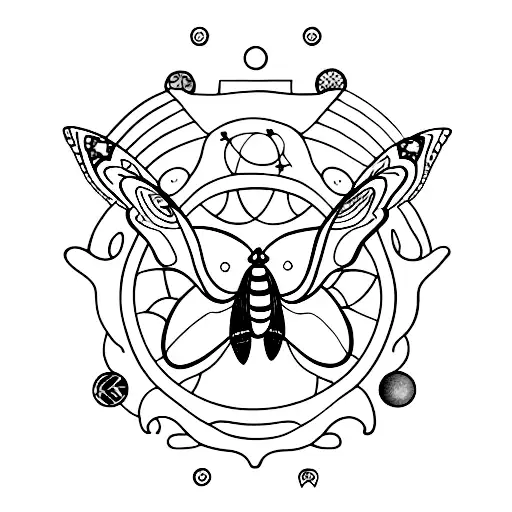 tarot card with moths and moons  tattoo design idea