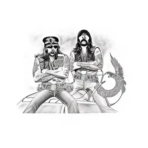 mustang 1968 car and motorhead Lemmy kilmister tattoo design idea