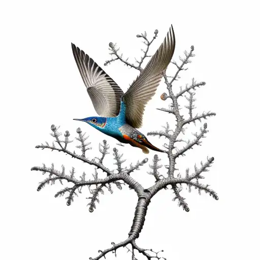 scientific illustration of a passenger pigeon on a white oak branch with leaves and acorns tattoo design idea