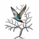 scientific illustration of a passenger pigeon on a white oak branch with leaves and acorns tattoo design idea