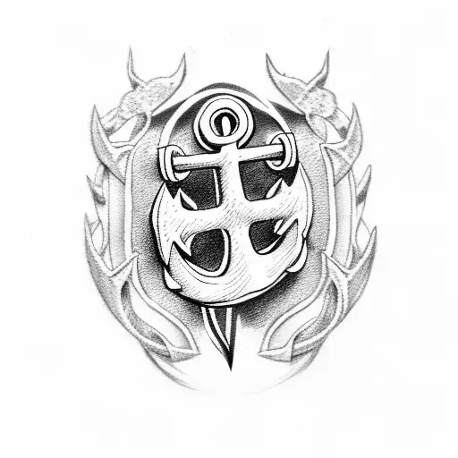 anchor with anchor Rode and a cross tattoo design idea