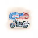 Brick wall with masonry tools, indian motor cycles, american flag, Chris-Craft boat with fly bridge tattoo design idea