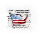 Brick wall with masonry tools, indian motor cycles, american flag, Chris-Craft boat with fly bridge tattoo design idea