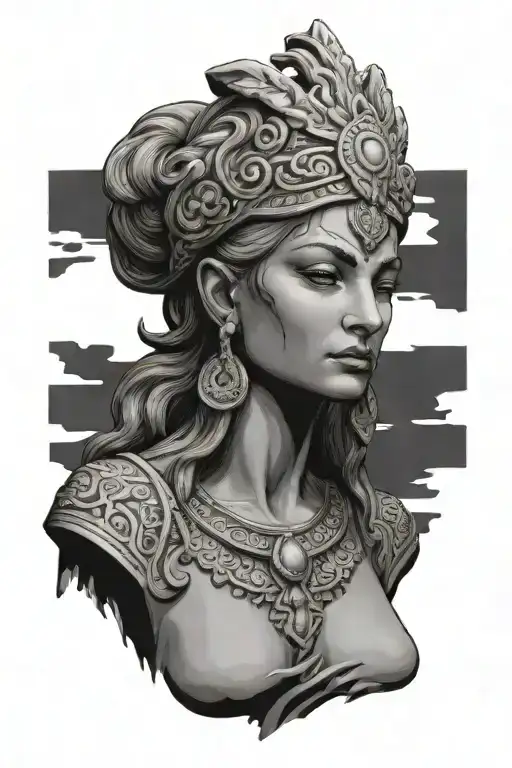 inanna statue bust sculpture tattoo design idea