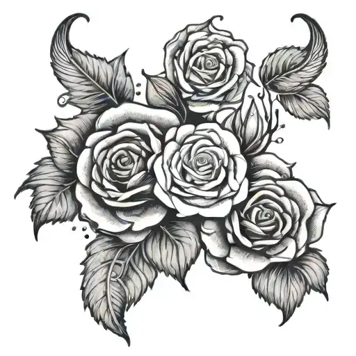 aries and virgo symbol intertwined roses tattoo design idea