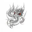 Water Dragon with red eyes tattoo design idea