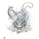 Water Dragon with red eyes tattoo design idea