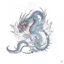 Water Dragon with red eyes tattoo design idea