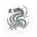 Water Dragon with red eyes tattoo design idea