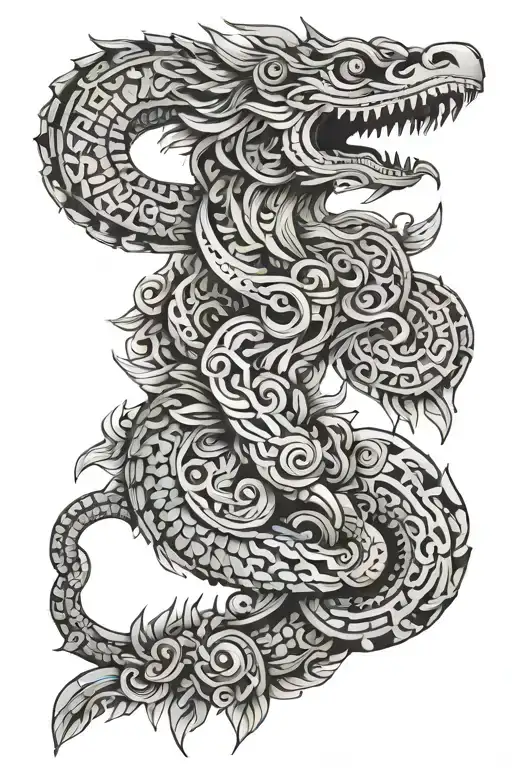 quetzalcoatl wrapped tattoo design idea