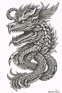 quetzalcoatl wrapped tattoo design idea