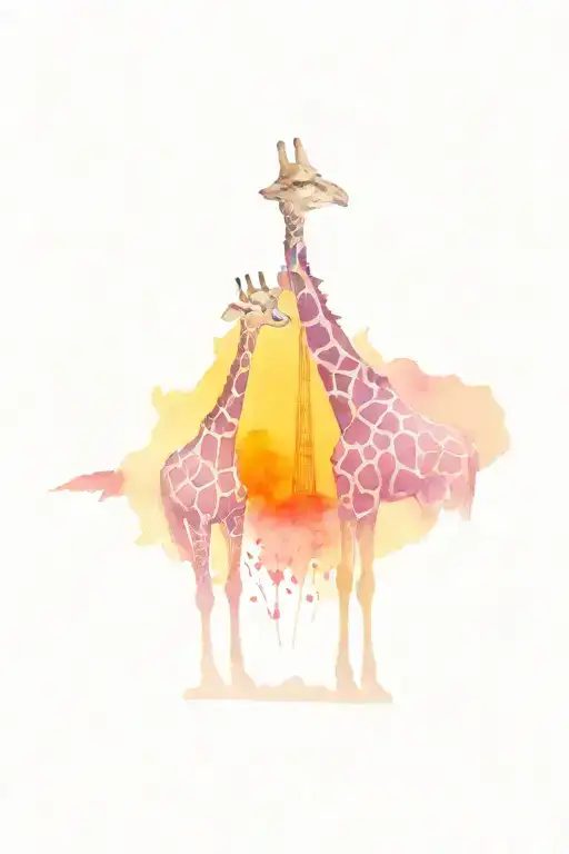 giraffes in front of the space needle in Seattle at night  tattoo design idea
