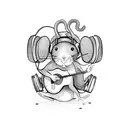 A cute rat wearing headphones and playing a guitar tattoo design idea