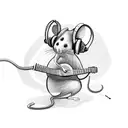 A cute rat wearing headphones and playing a guitar tattoo design idea