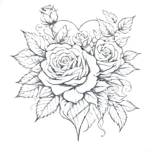 roses wi hearts and maddy tattoo design idea