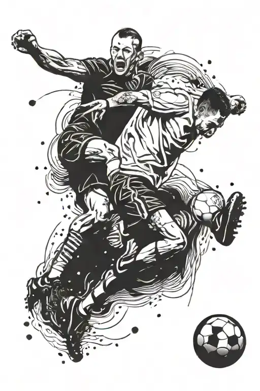 dad ad son football player kicking a ball tattoo design idea