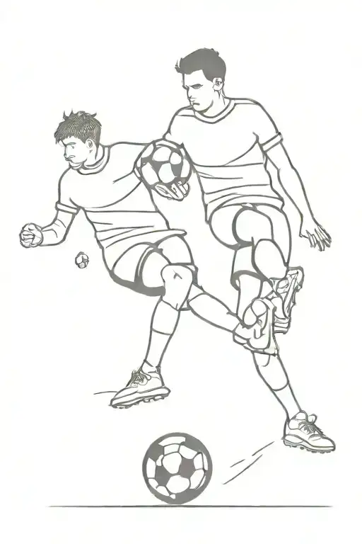 dad ad son football player kicking a ball tattoo design idea