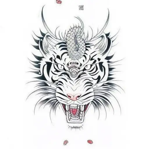 Dragon and Tiger on back tattoo design idea