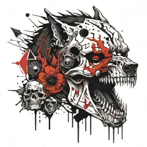 wolf skull tattoo design idea