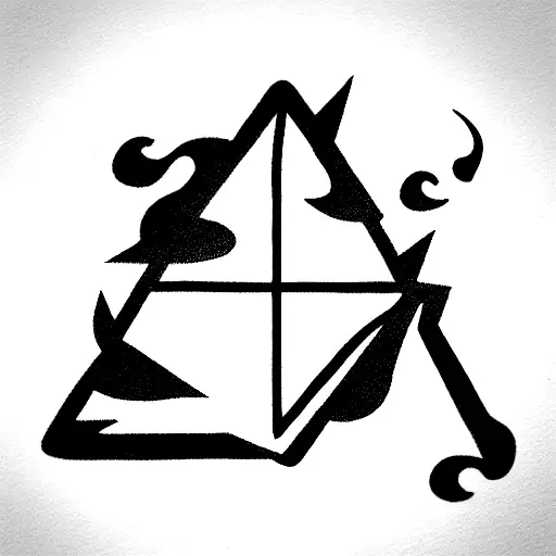 triangle with fire element symbol on one summit, wind element symbol on the second and water element symbol on the last tattoo design idea