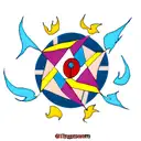 triangle with fire element symbol on one summit, wind element symbol on the second and water element symbol on the last tattoo design idea