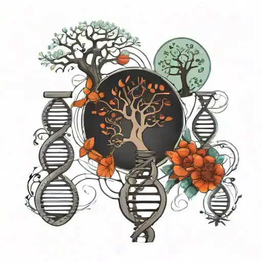 DNA Strand family tree tattoo design idea