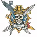 navy and marines commando dagger combined tattoo design idea