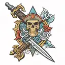 navy and marines commando dagger combined tattoo design idea