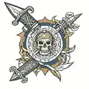 navy and marines commando dagger combined tattoo design idea