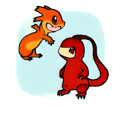 Charmander and charlizade in the forearm  tattoo design idea