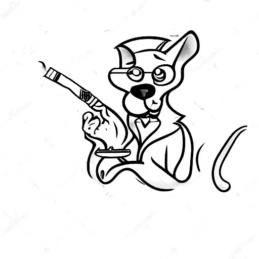 The pink panther leaning on a light post smoking a cigar tattoo design idea