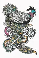 Colourful peacock feather attached tattoo design idea
