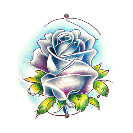 bouquet of lankspur, rose, iris, snop drop tattoo design idea
