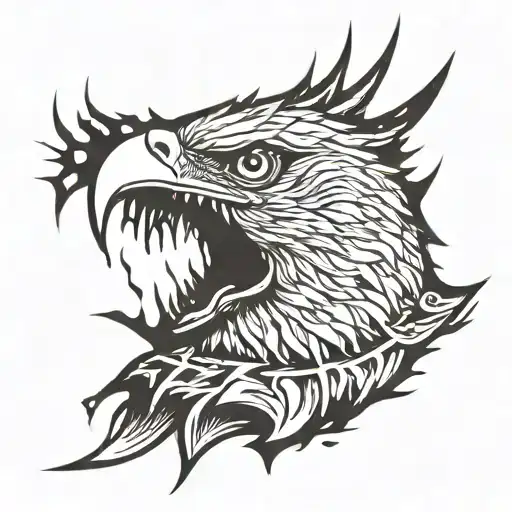 bloody hawk ripping a head off  tattoo design idea