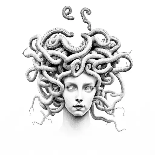 Medusa head in rose bush  tattoo design idea