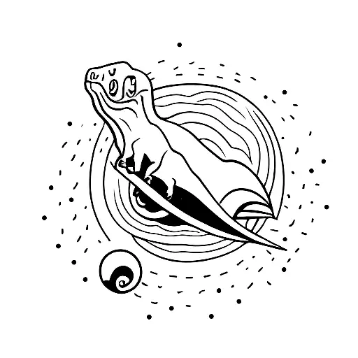 a dinosaur looking at an incoming meteor  tattoo design idea