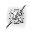 A black-grey tattoo of a surgeon's scalpel intertwined with a motorcycle chain tattoo design idea