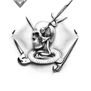 A black-grey tattoo of a surgeon's scalpel intertwined with a motorcycle chain tattoo design idea