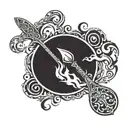 A stylized paddle intertwined with flames, symbolizing the client's passion for paddling and their occupation as a firefighter tattoo design idea