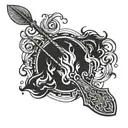 A stylized paddle intertwined with flames, symbolizing the client's passion for paddling and their occupation as a firefighter tattoo design idea