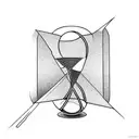 hourglass with man inside trying to escape but he's trapped tattoo design idea