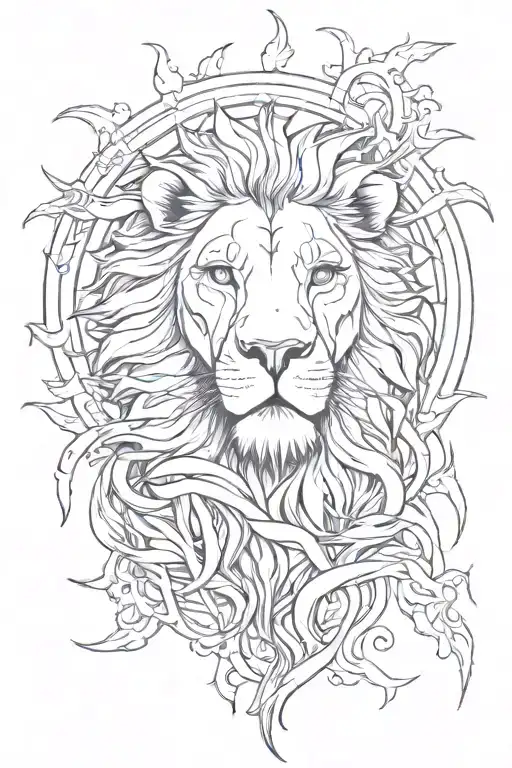 lion sun tattoo design idea