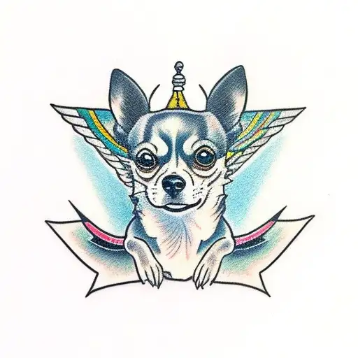 Chihuahua con alas tattoo design idea