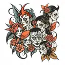 family of 5 tattoo design idea
