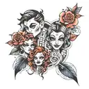family of 5 tattoo design idea