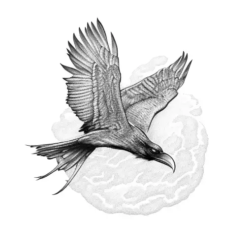 raven wings spread evil tattoo design idea