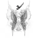 raven wings spread evil tattoo design idea