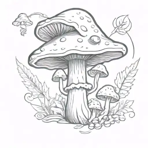 mushroom smoking weed with a joint eatting mushrooms tattoo design idea